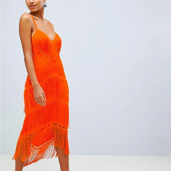 ASOS | Dresses | Asos Design Fringe Lace Midi Dressworn Once | Poshmark
